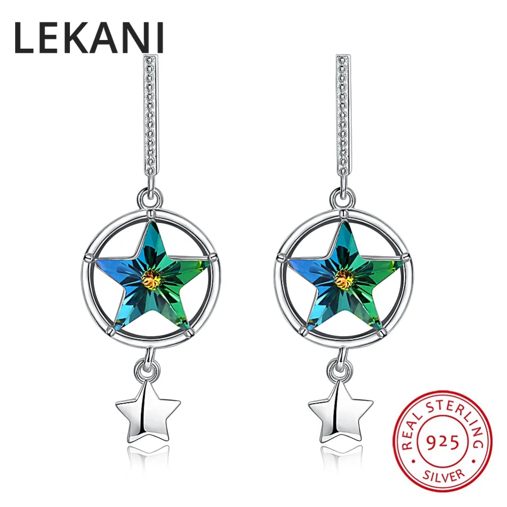 

LEKANI Genuine Crystals From SWAROVSKI Drop Earrings S925 Sterling Silver Stars Dangle Earrings For Women Fine Jewelry