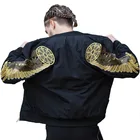 Куртка-бомбер мужская демисезонная, Классическая уличная одежда с золотой вышивкой, молодежная Повседневная Свободная верхняя одежда в стиле хип-хоп