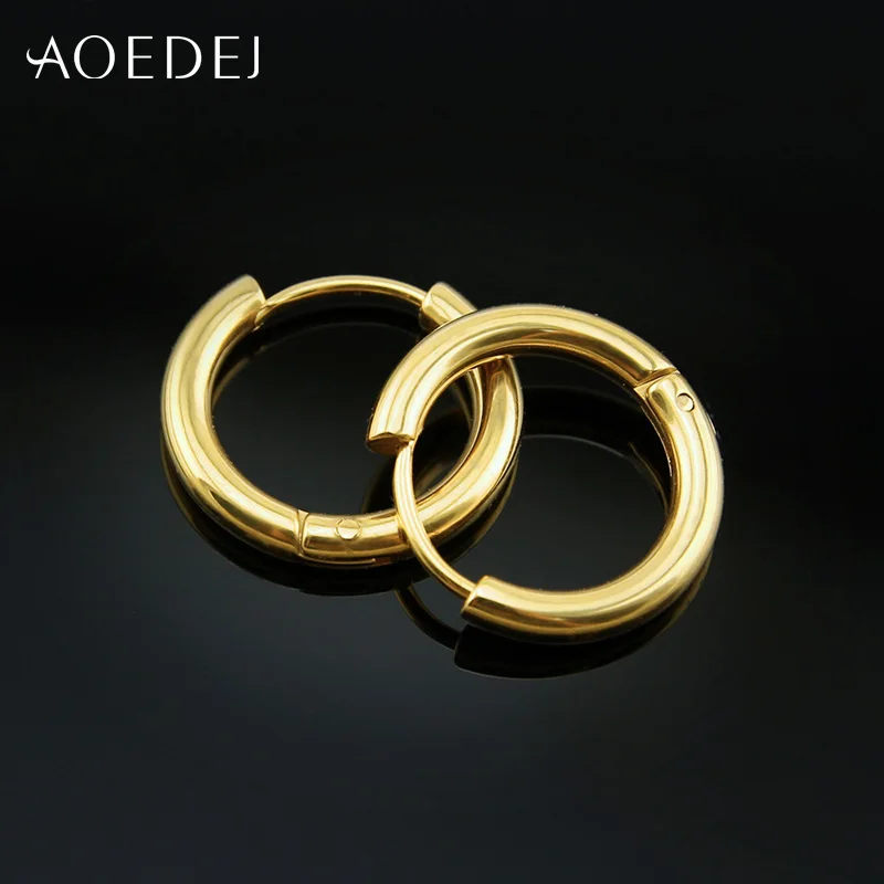 AOEDEJ корейские серьги кольца из нержавеющей стали 316L Huggie GD круглые для женщин и