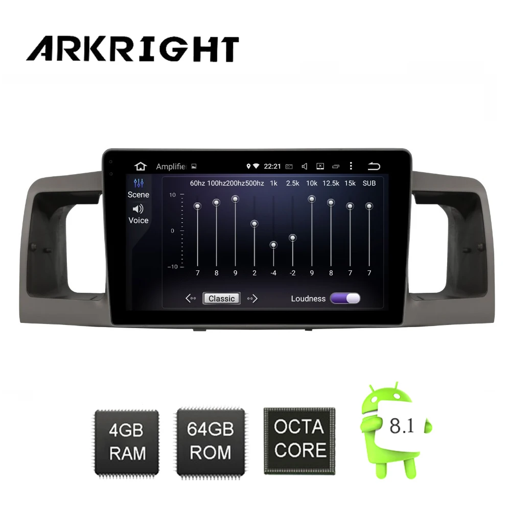 ARKRIGHT 10,1 ''2 DIN автомагнитола gps Android 8,1 ips экран стерео для Toyota Corolla E120 2003-2011 мультимедийный плеер DSP