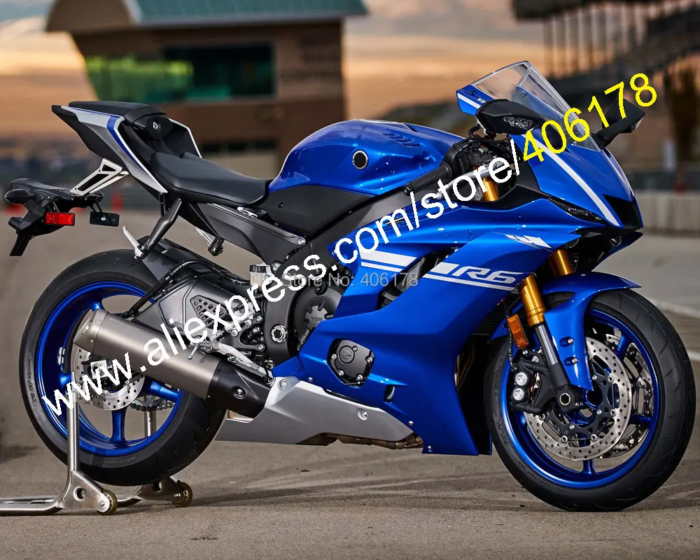 Комплект кузова для YZF600 R6 YZF-R6 17 18 синий ABS Кузов мотоцикла обтекатель комплект(литье под давлением