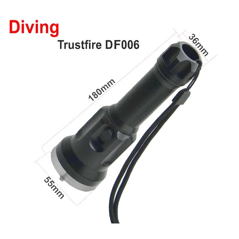 Водонепроницаемый светодиодный фонарь TrustFire DF006 для дайвинга подводный с