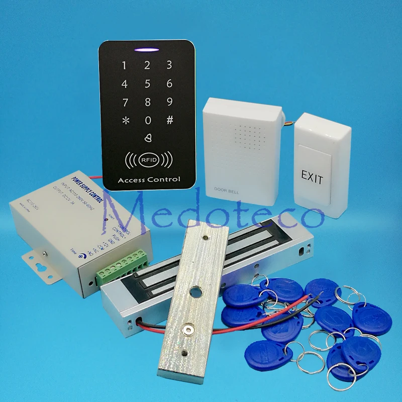 

Full 125khz Rfid Card Door Access Control System Kit EM Card Access Controller +350lbs Magnetic Lock + Power Supply