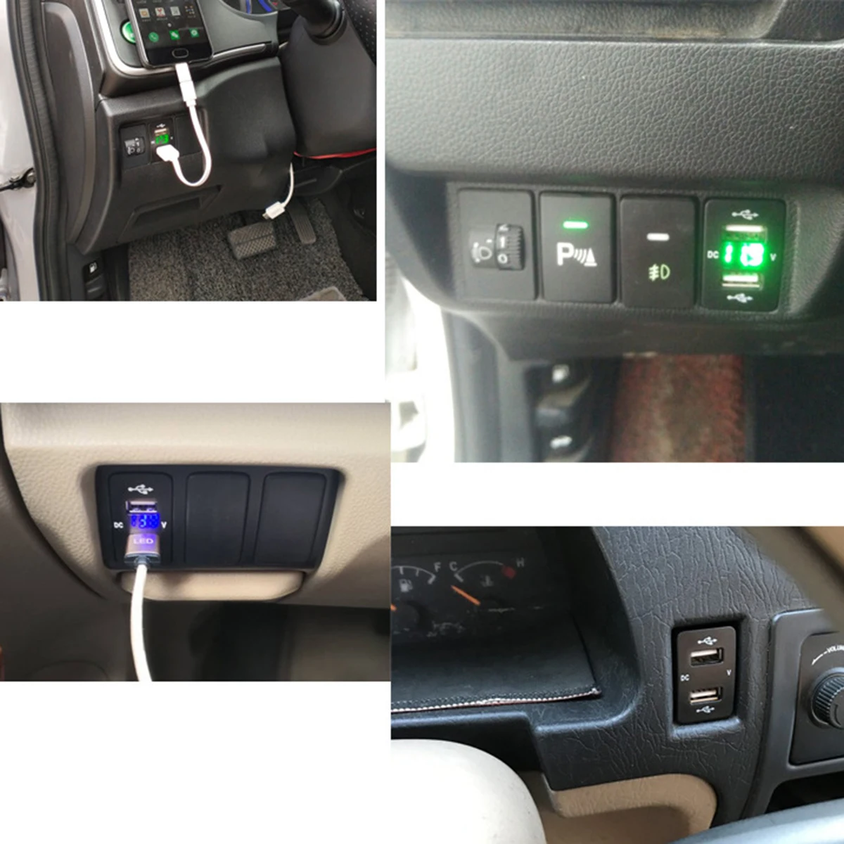 С 2 портами(стандарт Порты и разъёмы зарядных порта USB для автомобиля Зарядное устройство с цифровым Дисплей для Honda 12 V/24 V адаптер переменного тока