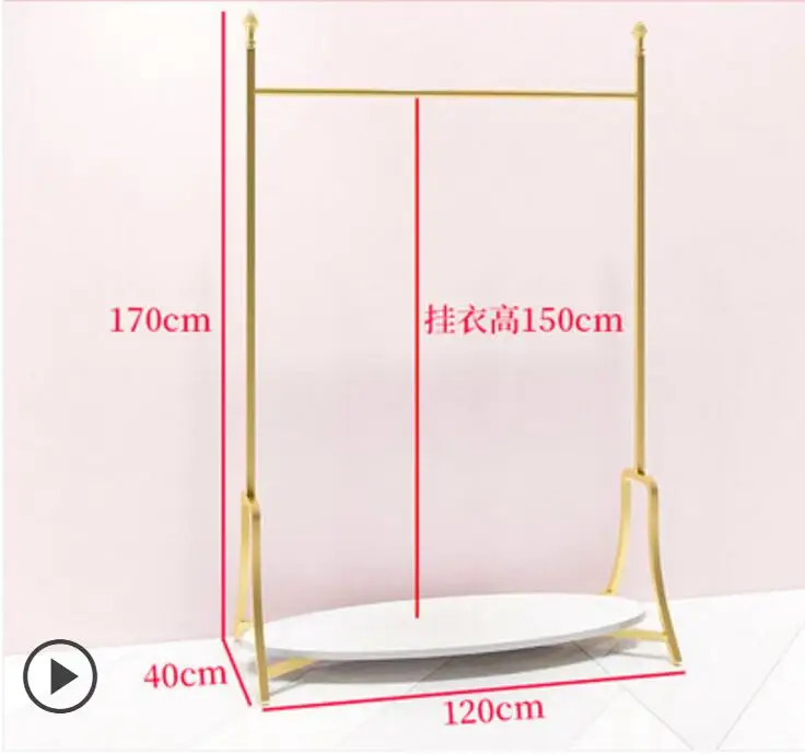 Europe type gold dress shop rack rack high grade clothes rack shoes bag double layer clothing display rack - Цвет: 1