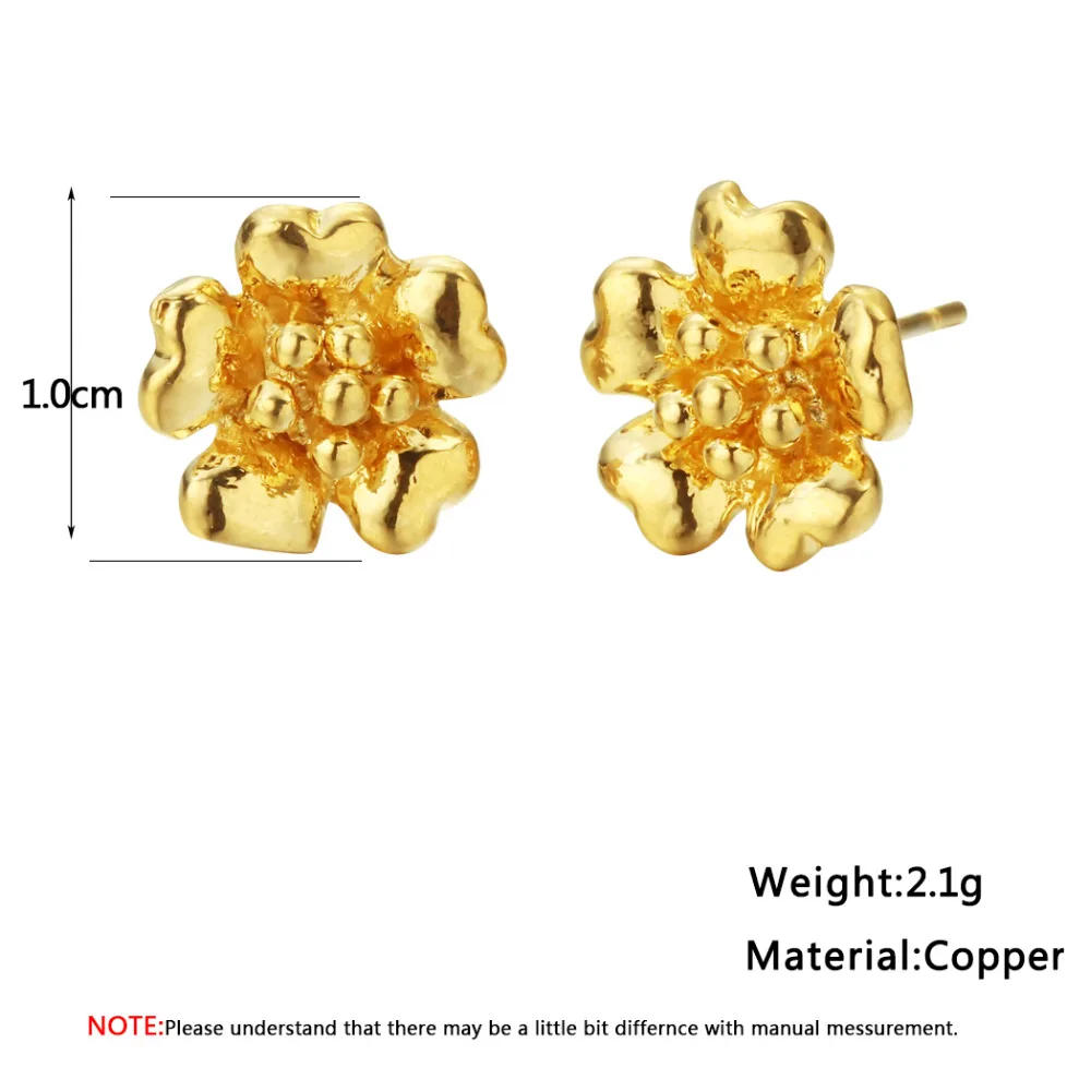 Женские серьги-гвоздики QIAMNI золотистые темпераментные лепестки в форме сердца с