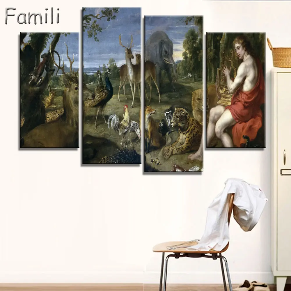 Модульные картины с изображением оленя 4 шт. Картина на холсте принтом Настенная