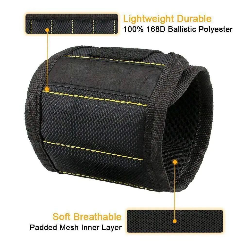 Magnetic Wrist Strap with Strong Magnets DIY Men Gifts for Screws Nail Bolts Drill Bits Fasteners Scissors and Other Handy Tool |