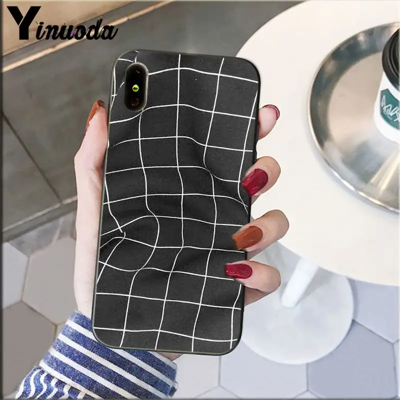 Шахматный клетчатый силиконовый чехол Yinuoda из ТПУ для Apple iPhone 8 7 6 6S Plus X XS MAX 5 5S SE