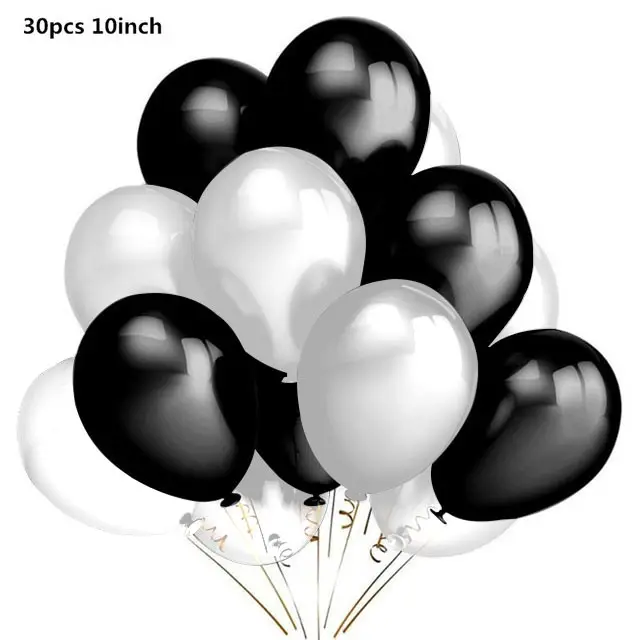 black white 30pcs/lot 10 Inch Pearl Gold Silver Black Latex Balloons Birthday Wedding Party Decor Air Helium Globos Kids Gifts Supplies - Цвет: black white