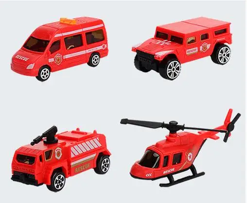 4pcs b Литой автомобиль вертолет игрушки 1: 64 модель строительной машины пожарная машина скорой помощи самолет трактор спортивный автомобиль игрушка для мальчиков - Цвет: 4pcs b