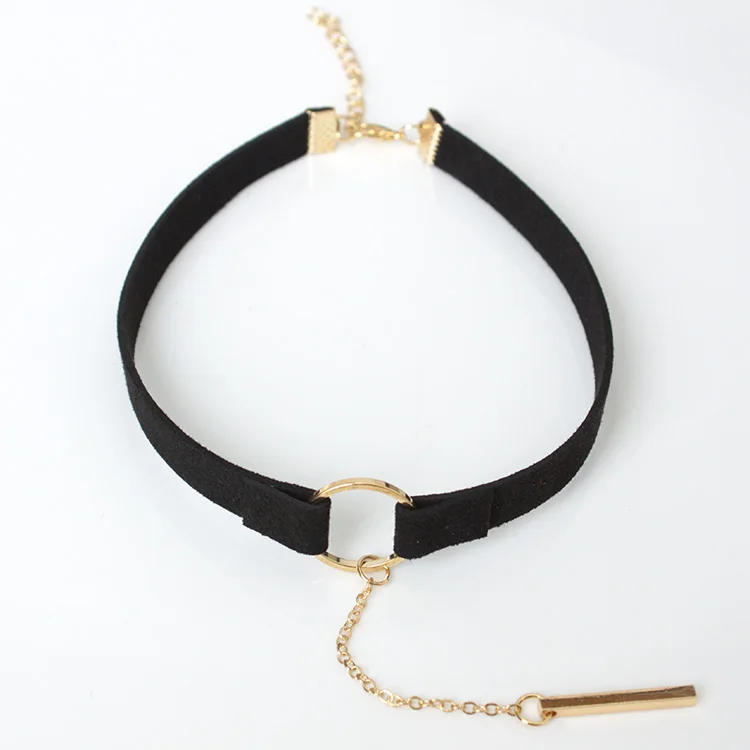 2017 панк Коле чокер Длинный Черный Бархатный ожерелье для женщин кожаное s Чокеры