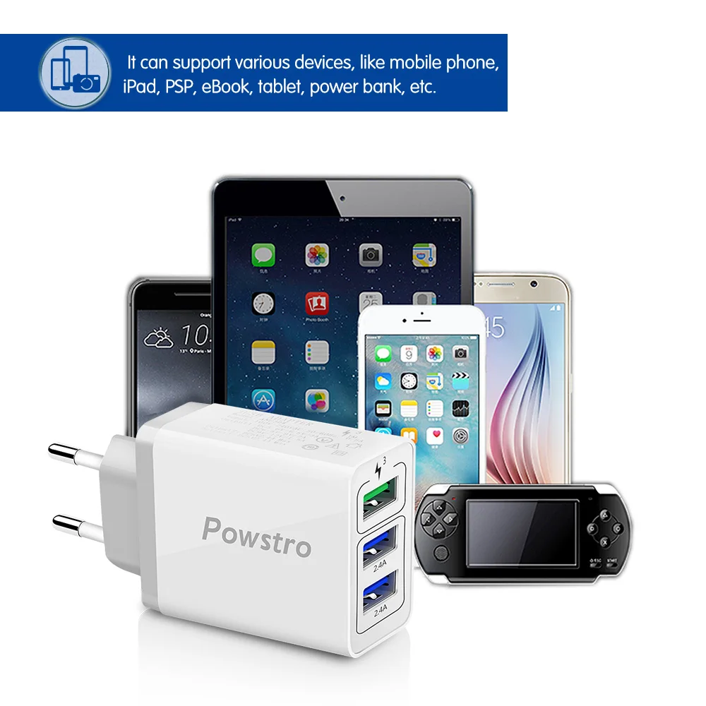 Powstro 30 Вт быстрое зарядное устройство 3,0 USB зарядное устройство 3 USB зарядное устройство для мобильного телефона адаптер настенные зарядные устройства для iPhone samsung Android телефон