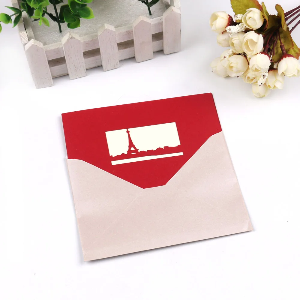 Blank Paper Cards 3D Handmade Pop Up Laser Cut Stereoscopic Anniversary Greeting Card Happy Birthday Postcard Gift | Дом и сад