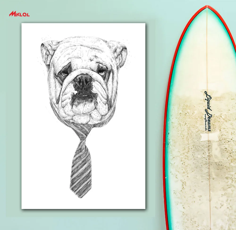 Большая картина на стену с изображением джентльмена собаки для ресторана