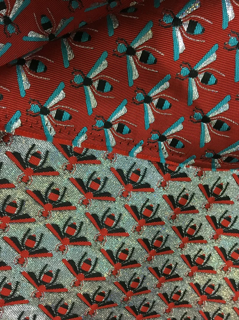 Металлическая парча жаккардовая ткань для женского платья пальто Tissu полиэстер ткань Золотая Пчела парча жаккардовая ткань 145 см Ширина