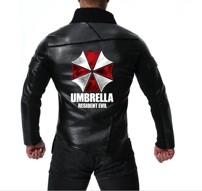 Новый для мужчин локомотив biohazard защиты зонтик кожаная куртка Личность
