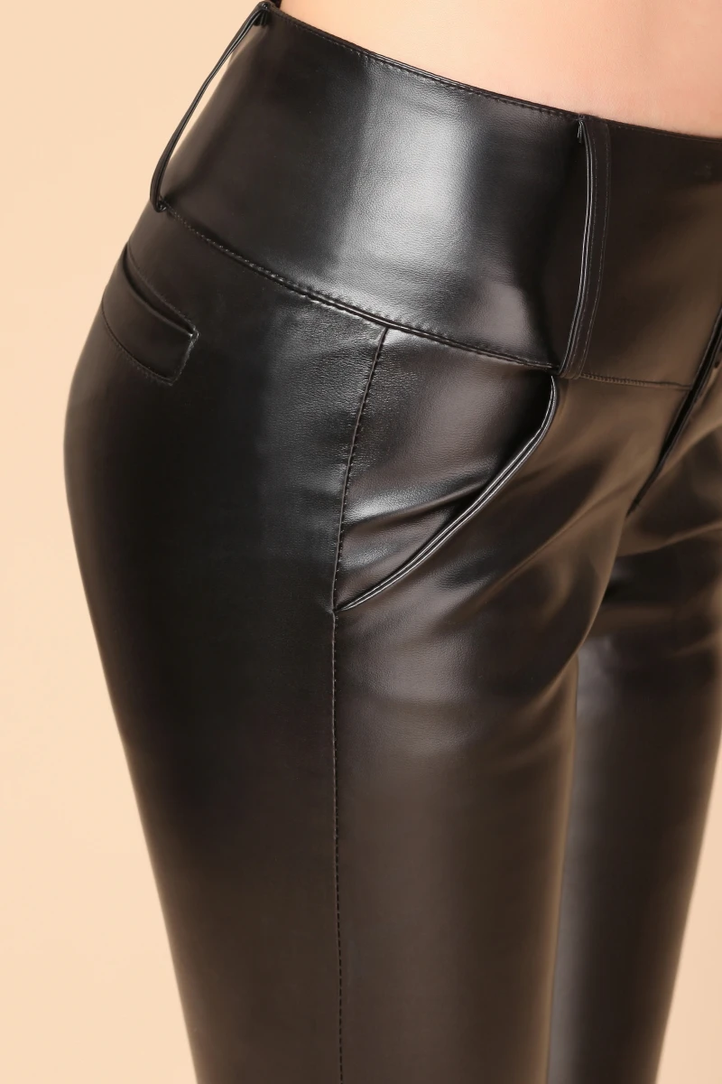 Эластичные женские кожаные брюки узкие брюки-карандаш большие размеры 5xl зимние