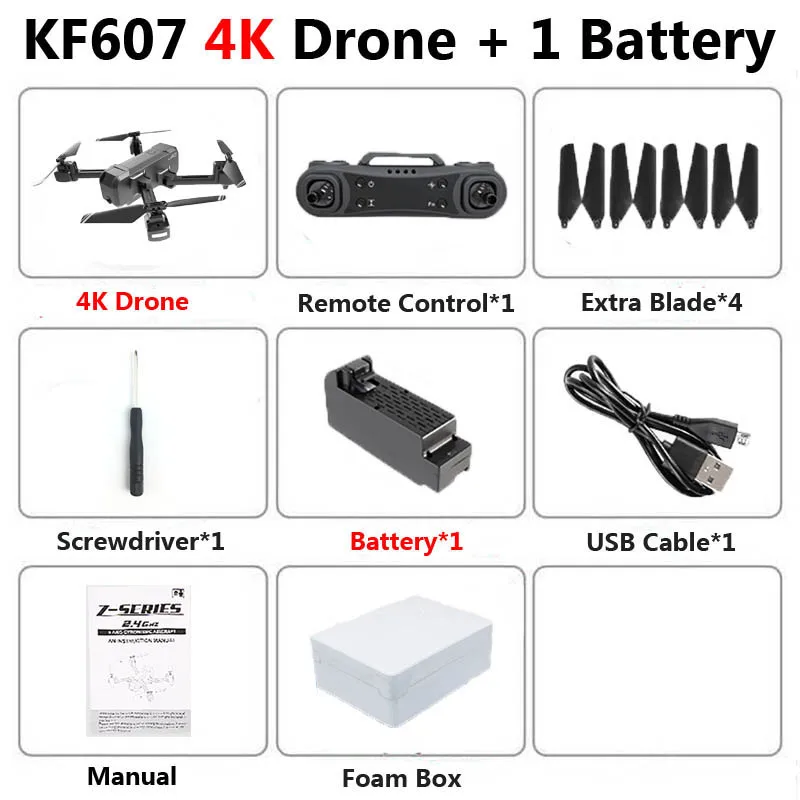 KF607 4K 1B Foam KF607 Профессиональный складной мини Дрон с двойной камерой 1080P 4K HD WiFi FPV оптический поток RC Квадрокоптер Вертолет игрушки VS SG106 - Цвет: KF607 4K 1B Foam