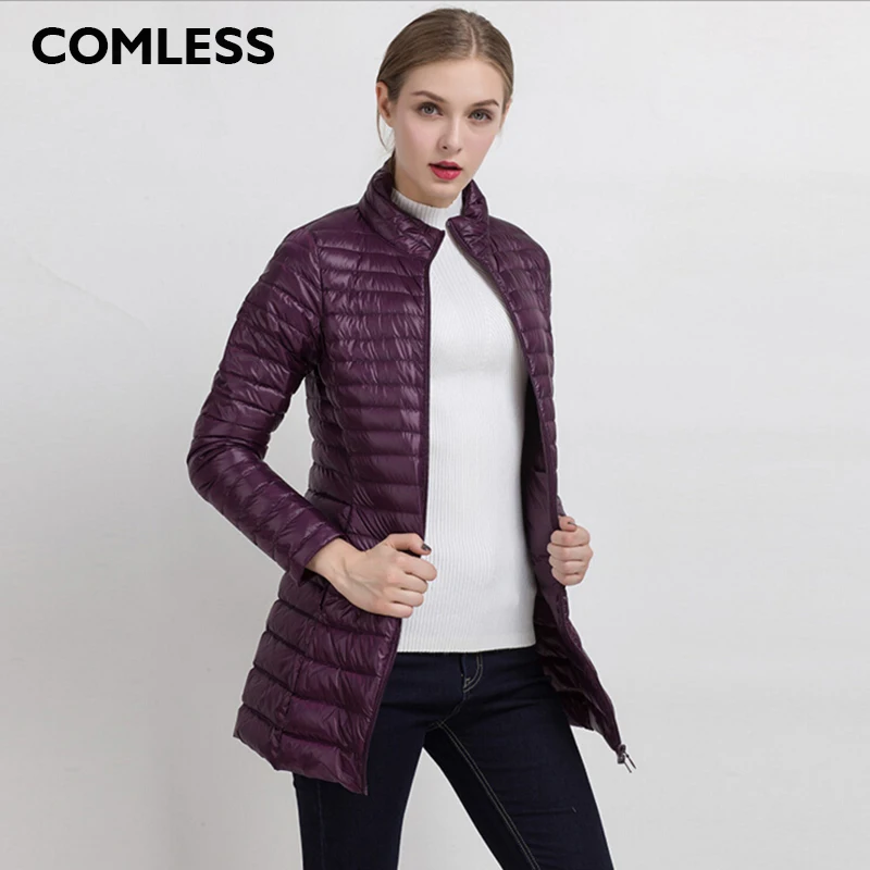 Женский Повседневный Сверхлегкий пуховик COMLESS большой размер 4XL 8 видов цветов 90%