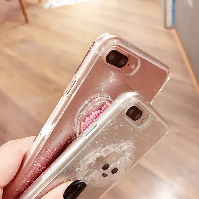 Cute Clouds Love Heart Beads Bling Glitter Clean Gel Soft Case Cover For Apple iPhone X 6S 7Plus 8Plus |