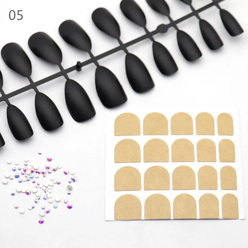 05 DIYCrystal Nails искусственные ногти красивые 1 комплект 24 шт. поддельные ногти+ 1 лист клей для ногтей+ 30 шт. блестящие стразы AB Crystal Nailart - Цвет: 05