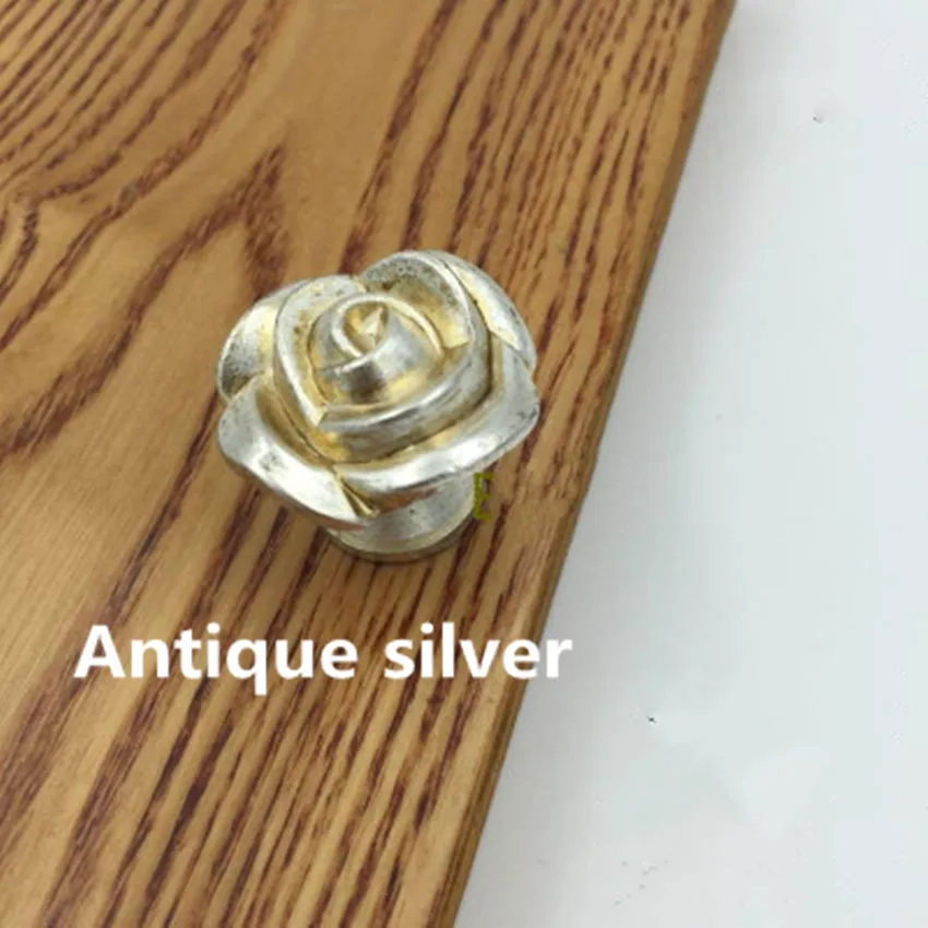 Ручки для мебели в ретро стиле креативные ручки виде розы античное серебро ящика