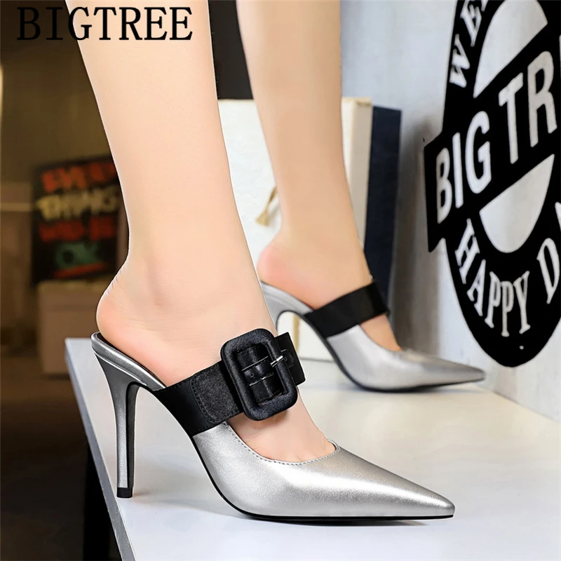 Обувь для вечеринок Роскошные каблуки Bigtree обувь туфли без пяток на высоких