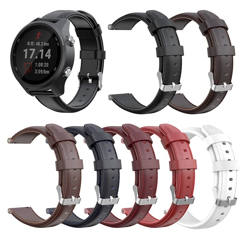 Ремешок сменный из натуральной кожи для наручных часов Garmin forerunner 245 645 vivoactive 3