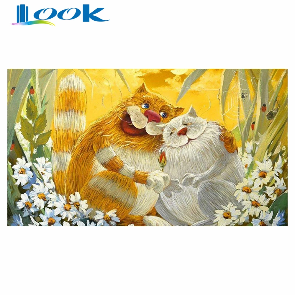 DIY Цифровая масляная краска по номерам кошка животное холст Картина Краска на