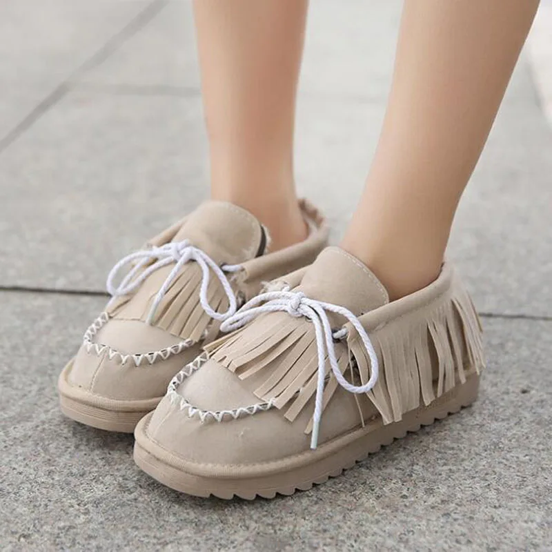 2016 Зимние Горячей Продажи Женщин Нубука Квартиры Кисточкой Сапоги случайные