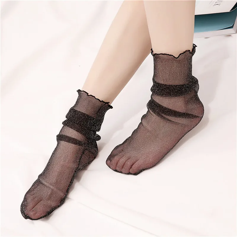 Очаровательные 2 шт./компл. женские сексуальные дышащие шелковые носки мягкие