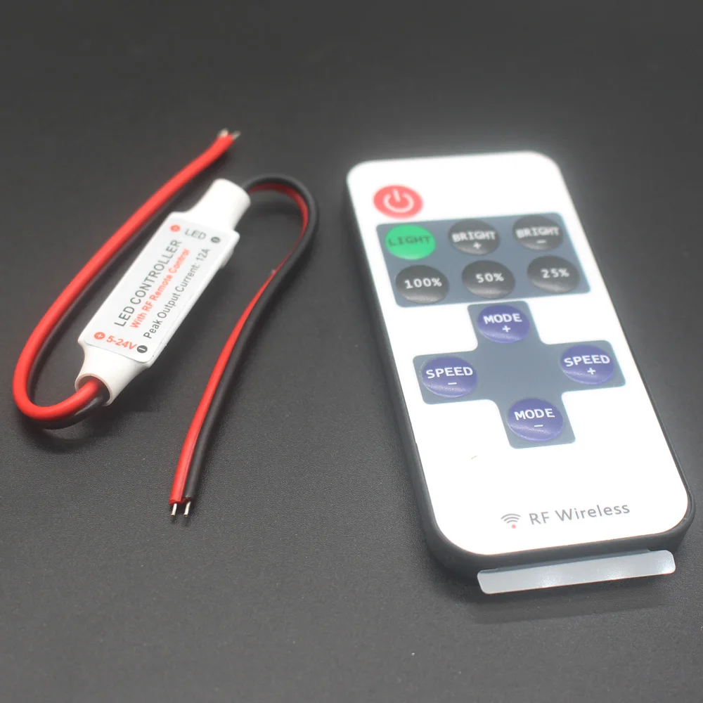 Мини DC12V Led контроллер Диммер 12A Беспроводной RF пульт дистанционного управления