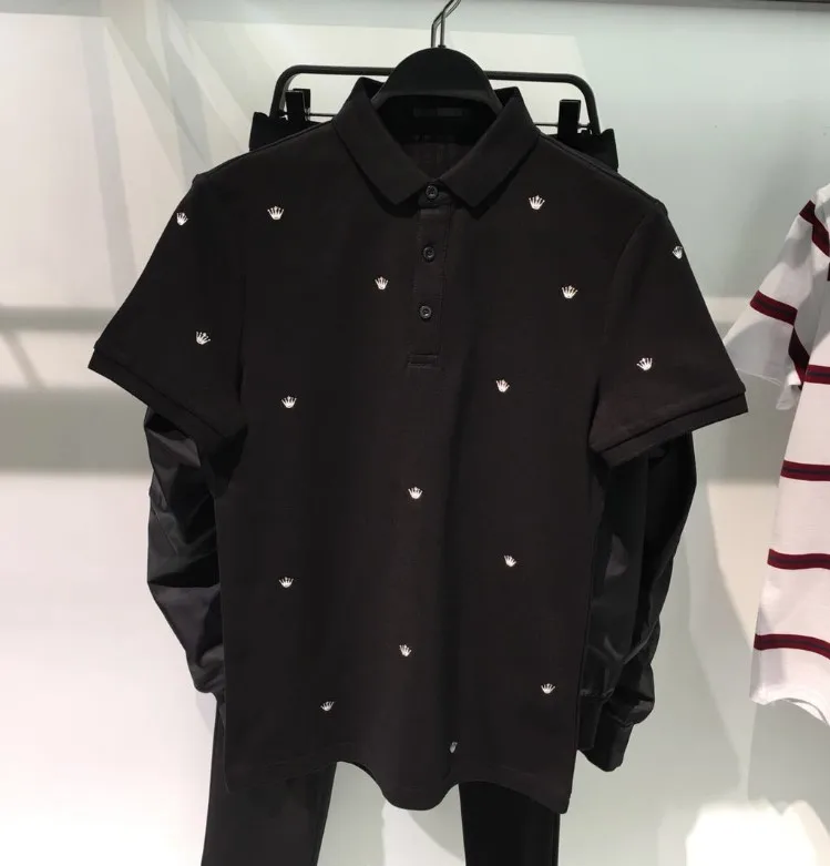 

High New luxury 2019 Men collar Embroidered Crown Fashion Polo Shirts Shirt Hip Hop Skateboard Cotton Polos Top Tee #K03