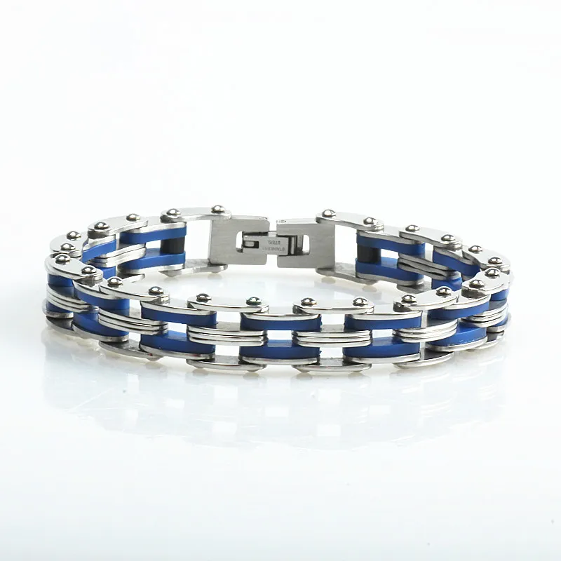 Silicone Stainless Steel Bracelet Men Bangle Rainbow Color 316L bracelet men | Bracelets