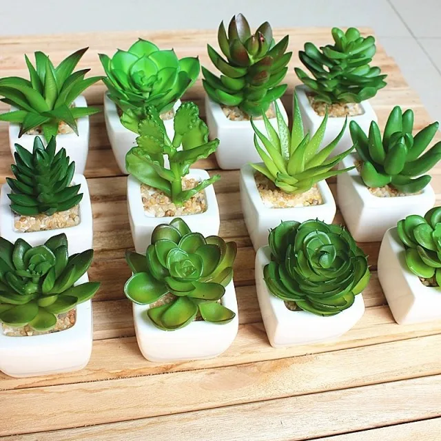 Горячая Распродажа! 12 шт./компл. Мини Искусственные Горшечные растения