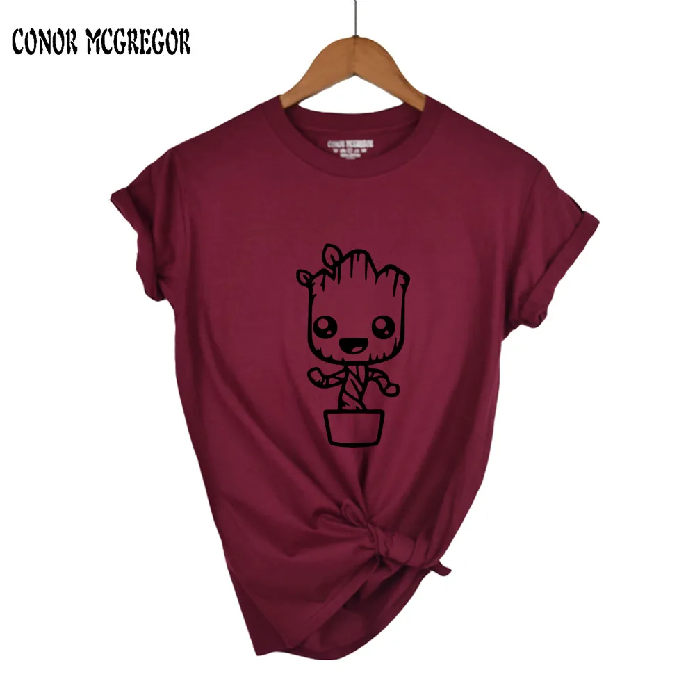 Женская футболка с изображением грута I AM летняя повседневная хлопковая коротким