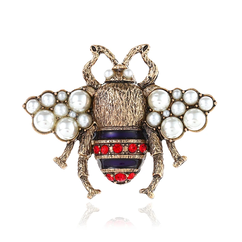 fashion 2018 2 Colors Choose Rhinestone and Pearl Bee Brooches for Women Vintage Jewelry Fashion Insect Brooch Pin High Quality | Украшения