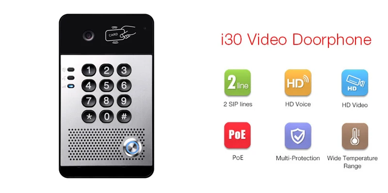 I30 SIP видео дверной звонок Домофон Система VOIP дверная камера интерфон с кардридером
