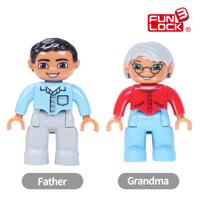 Funlock Duplo фигурки блоки моя семья папа мать брат сестра дедушка бабушка детские