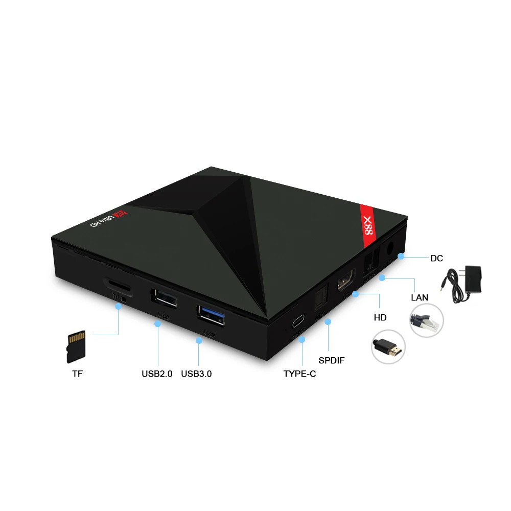 Новый X88 Google Android TV 7 1 Голосовое управление коробка Rockchip RK3328 4 ГБ 32 голосовое вход