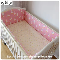 6pcs crib bedding set cotton baby bedding sets boy and girl bedding setshot sales juego de cama bumperssheetpillow cover