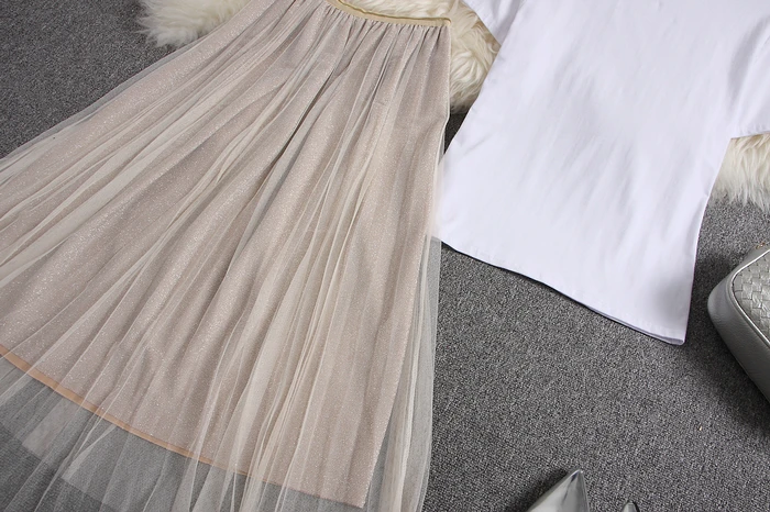 ALPHALMODA, модные футболки с цветочной аппликацией+ юбка до середины икры с цветочным рисунком, женские летние аккуратные модные комплекты с тяжелой юбкой