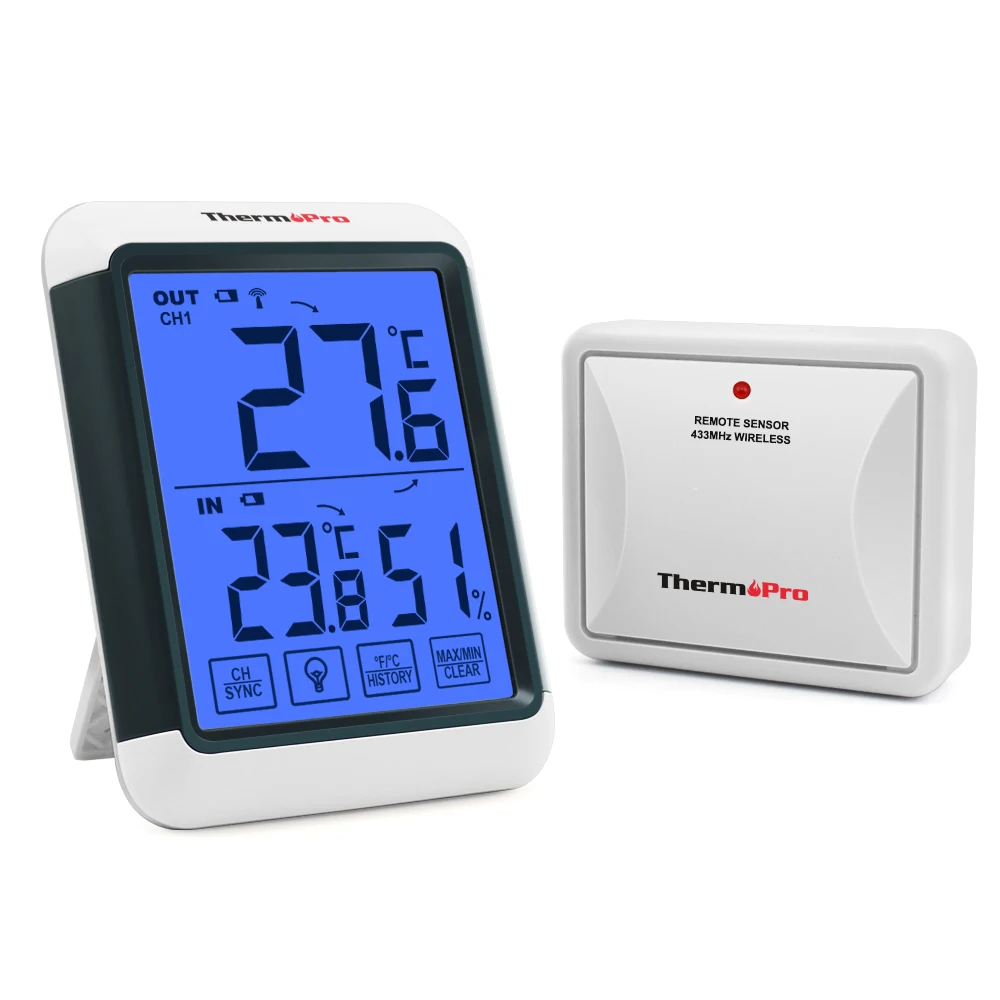 ThermoPro TP65S 60 м беспроводной термометр внутренний и наружный монитор влажности с большим сенсорным экраном