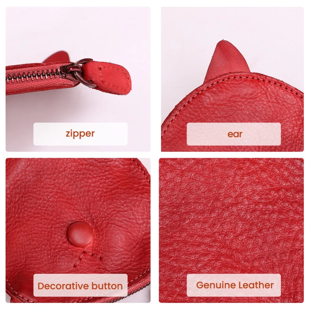 JOYIR Женский кошелек из натуральной кожи маленький мини кошелек карамельного цвета для девочек на молнии Кот милый кошелек бумажник Feminina