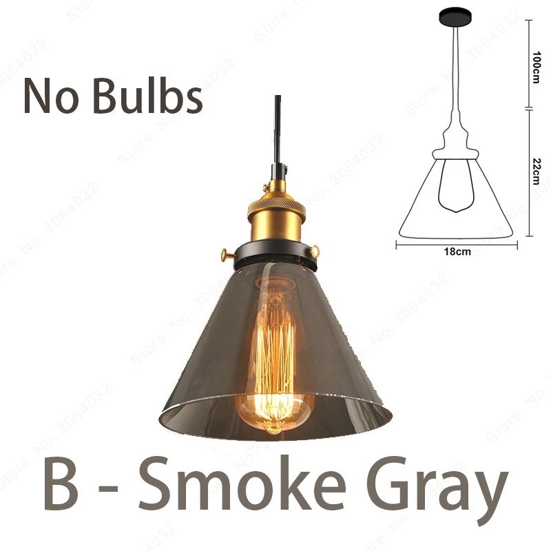 Smoky Grey-B BDBQBL светодиодный Лофт винтажная подвесная люстра, подвесные светильники подвесной светильник стеклянный канат промышленный дымчатый серый Colgante Luster кухонный сад - Цвет корпуса: Smoky Grey-B