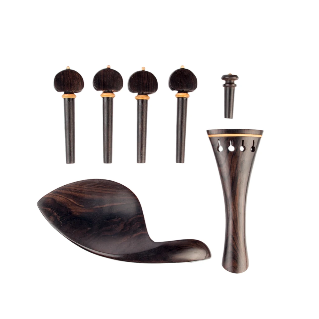 4/4 Tailpiece + поворота колышки Endpin Chinrest скрипка из черного дерева набор замена черный