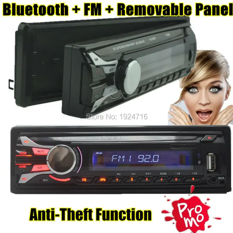 Авто Радио Стерео Mp3 радио плеер Audio in 1 din Bluetooth USB Порты и разъёмы SD/MMC радио-Кассетный проигрыватель съемная передняя Панель