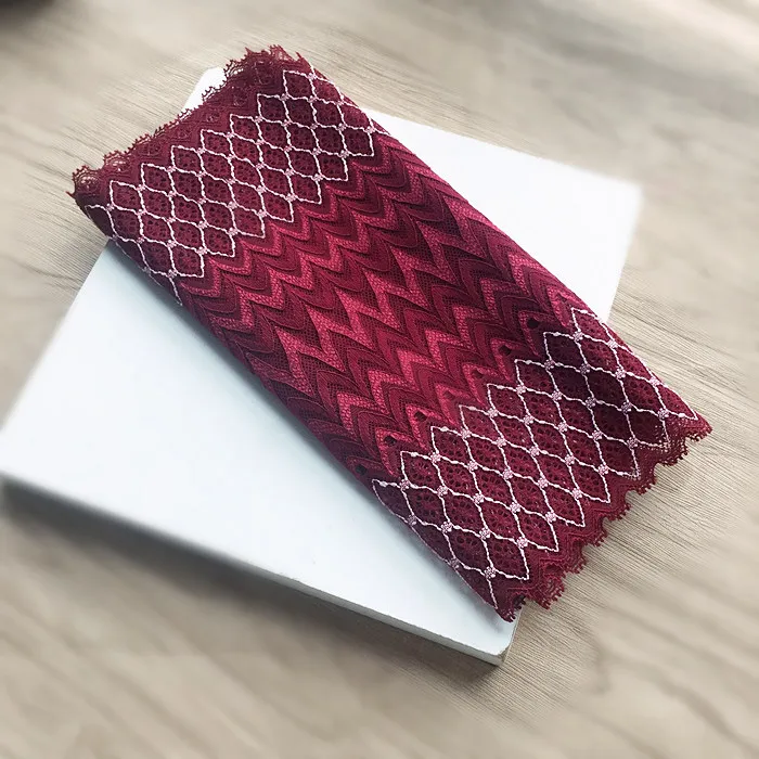 Эластичная лента 23 см ширина кружево отделка шитье темно-красная гипюровая