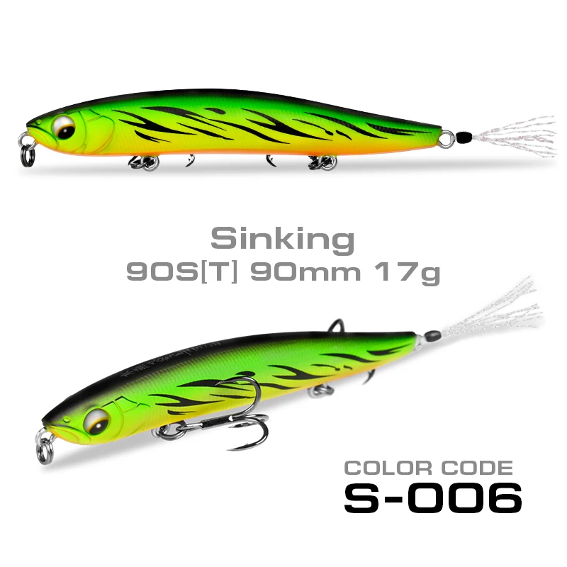 90ST Sinking S006 SFT рыболовные приманки 90 мм 7,5g 17g 70 мм 4,3g 10 ghard карандашные приманки плавающий/опускается на дно искусственные морской окунь приманка для рыбы - Цвет: 90ST Sinking S006